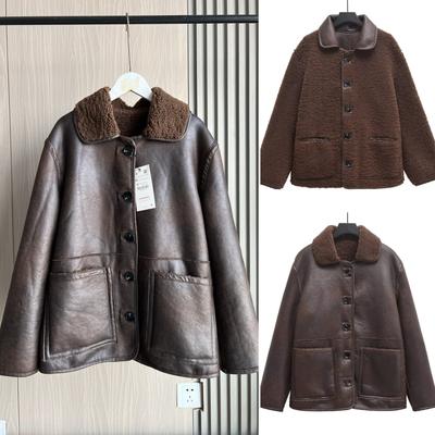 Зимнее женское пальто с имитацией майяра, двухстороннее, теплое пальто с интегрированным мехом