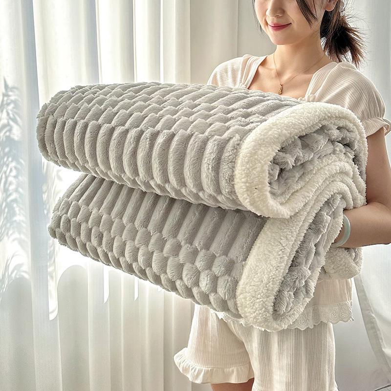 Жаккардовый плед из овечьей шерсти Ruyi 'Золотая черепаха', утолщенный полосатый диванный плед для сна