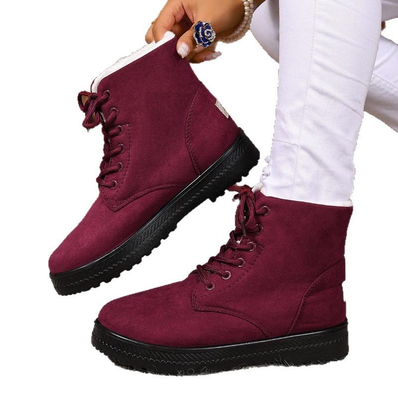 Зимние удобные универсальные женские термоботинки для снега, короткие ботинки на плоской подошве, с мягкой подошвой, женская хлопковая обувь