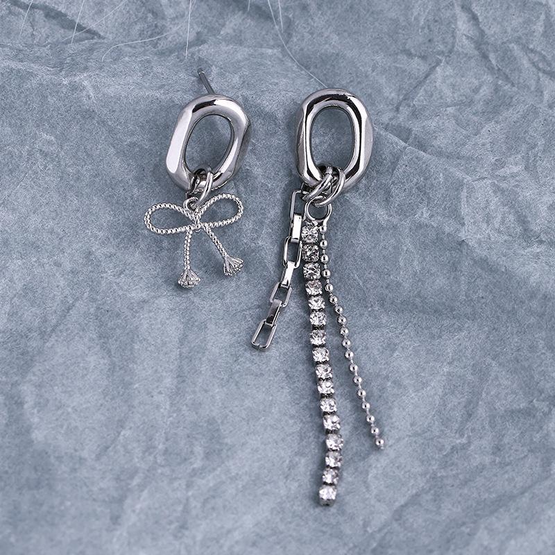 Серьги-цепочки с бантом, с бриллиантами, персонализированные, модные, с бахромой, серьги-пусеты, ранняя весна и Новый год