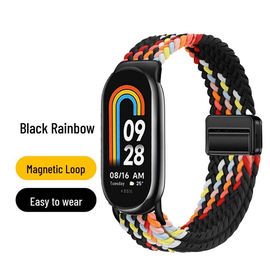 Нейлоновый плетеный ремешок Xiaomi Band 10 со встроенной магнитной застежкой, совместим с Xiaomi 9/8.
