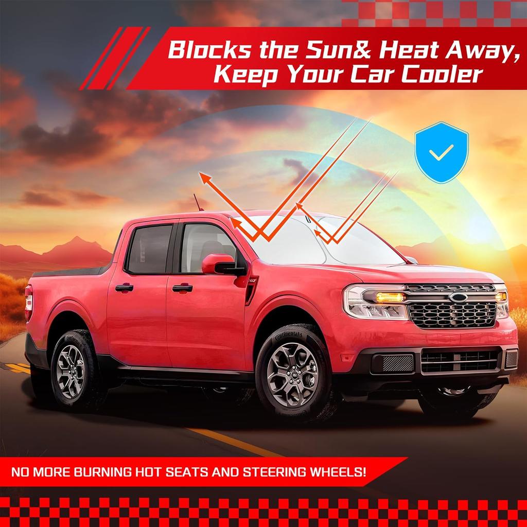 Windshield Sun Shade for Ford Maverick 2022-2024, Custom Fit Foldable Front Window Sunshade Sun Visor Protector, Block UV Rays Keep Your Car Cooler