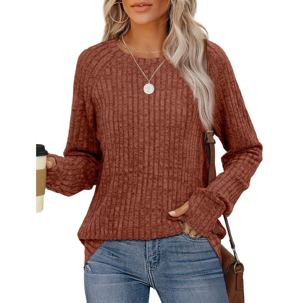 Sweatshirts For Women Long Sleeve Crewneck Pullover Casual Solid Tunic Tops With Thumb Hole