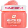 WILD OAK Moroccan Rose Shea Butter Sugar Scrub | 300Gm | With Collagen & Peptides | Tan Removal | Lightens Dark Area - Neck & Elbows