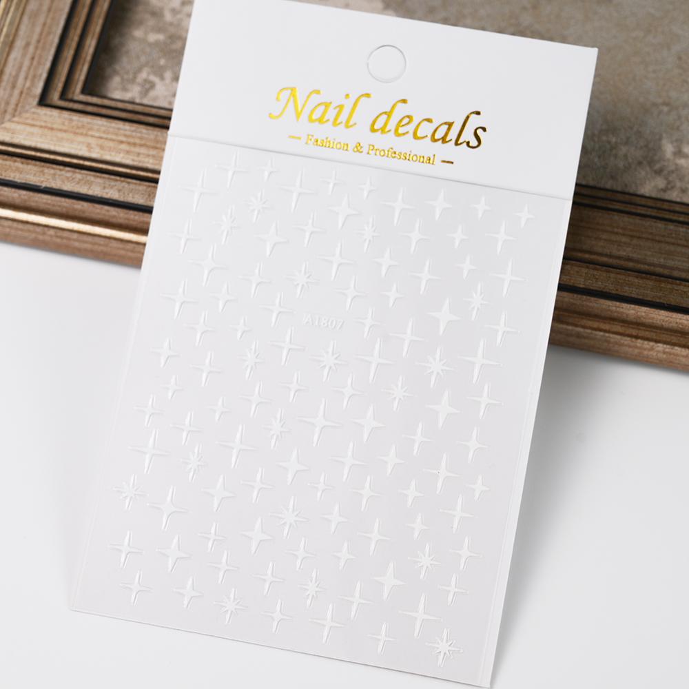 1pcs 3D Bronzing Gold Love Nail Art Stickers Holographic Stars Sun Starlight DIY Nail Decals Manicure Decoration