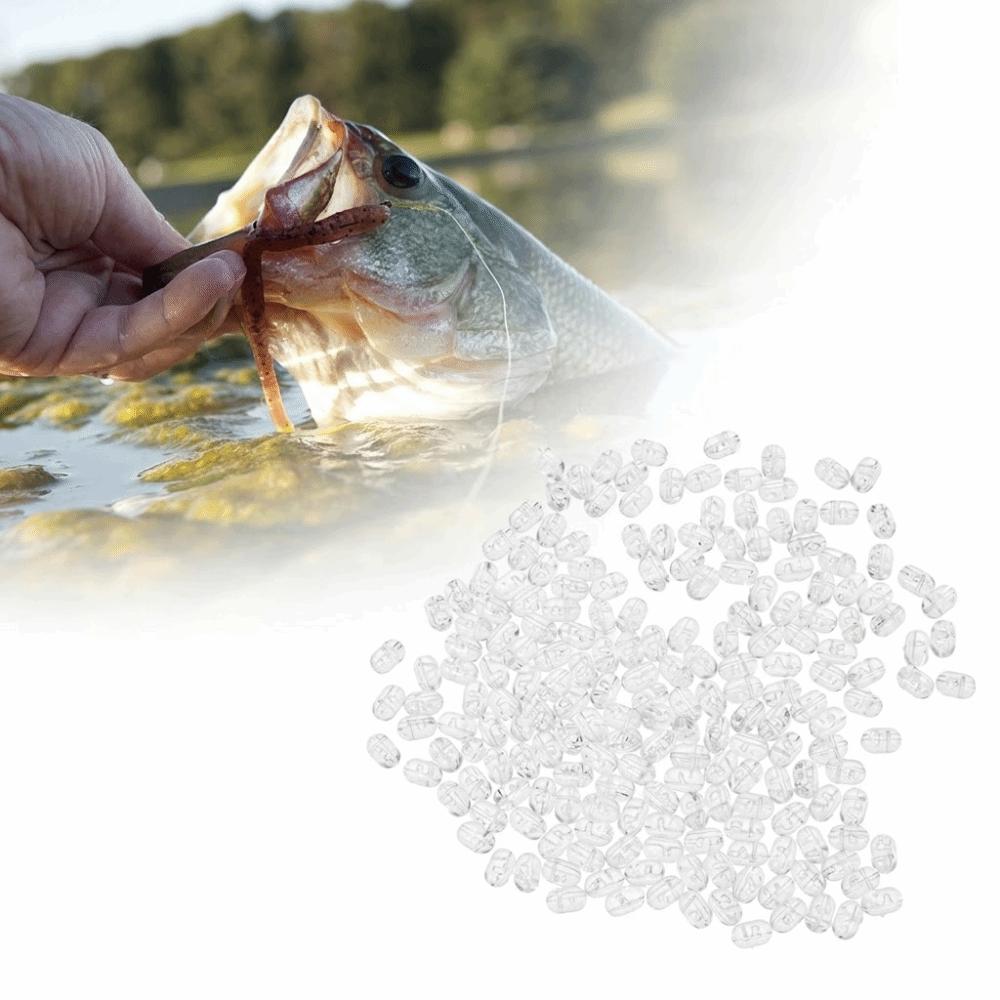 200PCS Oval Shape Fishing Bait Stopper Beads Transparent Bait Stopper Beads Sea Fishing
