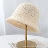 Knitted hollow fisherman's hat children's autumn thin breathable big head circumference bucket hat plain face cover basin hat
