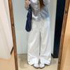 Retro Lazy Wind Wide-leg Pants Women's New High-waisted Casual Trousers Split-ended Double-breasted Straight-leg Pants