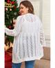 Azura Exchange White Plus Size Eyelet Knit Open Front Cardigan