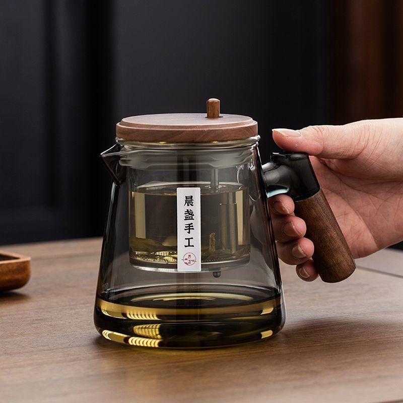 Glass Flowing Cup Full Glass Inner Tank Tea Separation Brewing Teapot One Button Filter Tea Maker Set Tea Cup