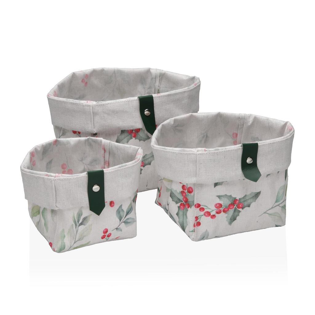 Set of 3 Square Baskets. Holly