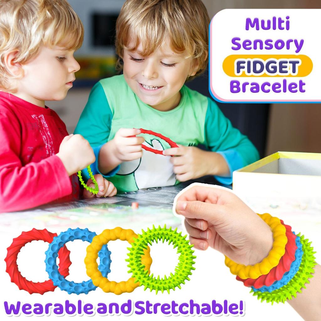 Детские игрушки для взрослых с сенсорной декомпрессией, эластичный силиконовый текстурный браслет
