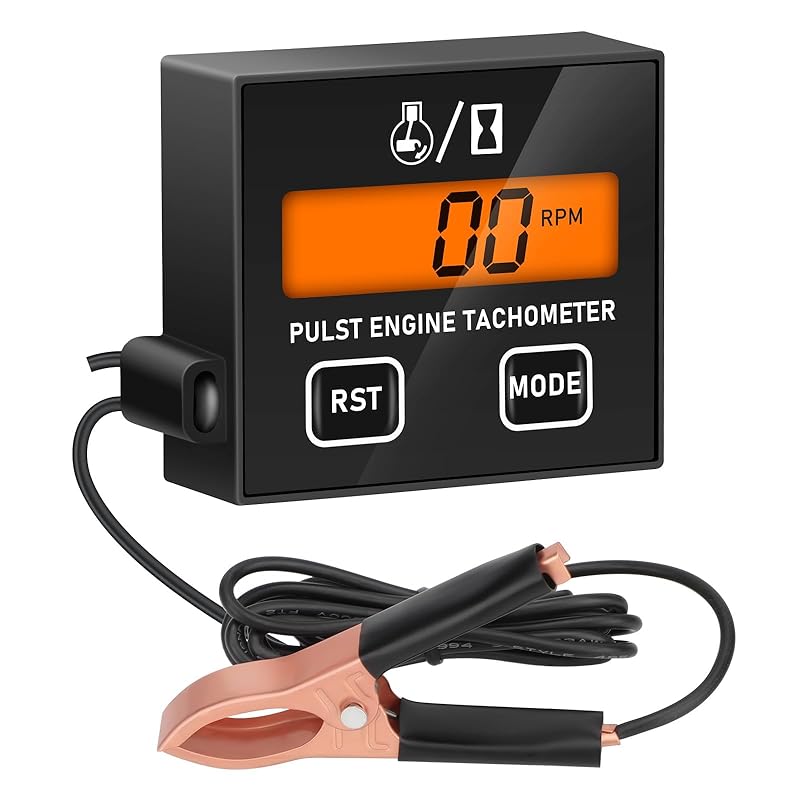 Linkstyle Small Engine Tachometer, Digital Tachometer Tach Gauge Reset Function Equipped with Clip, Inductive Hour Meter for 2 Stroke 4 Stroke Small