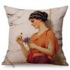 Woman In Love Vintage Oil Painting Art Pillow Case Beautiful Girl Reading Love Letter Sofa Decorative Cushion Cover Cojines