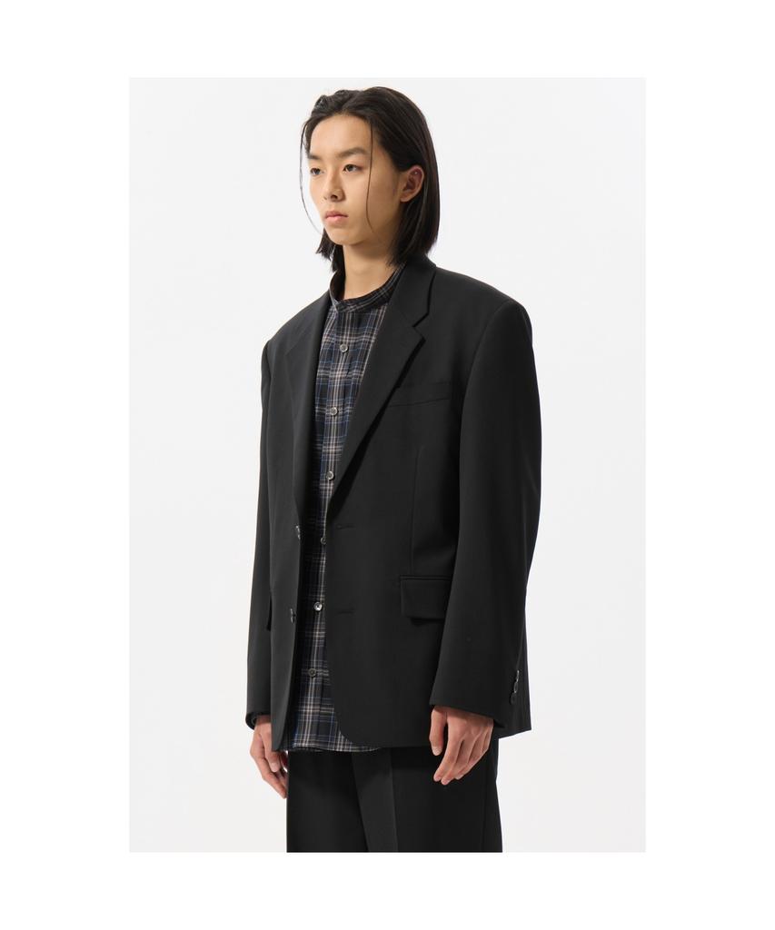 Customellow Black Relaxed Fit Wool Blended Setup Jacket_Cwjas25221Bkx