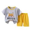Короткие комплекты для мальчиков и девочек, милый динозавр с цветочным принтом, топы с короткими рукавами, короткие штаны с круглым вырезом, комплекты из двух предметов, одежда для детей