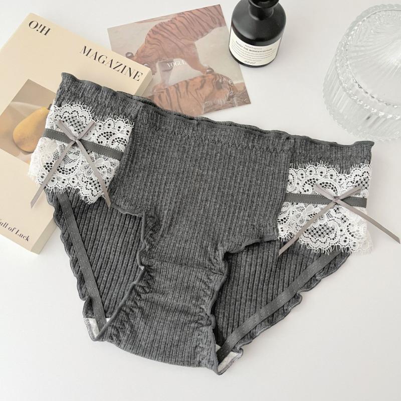 Women's Lace Underwear Pure Cotton Sexy Mid Waist Triangle Pants