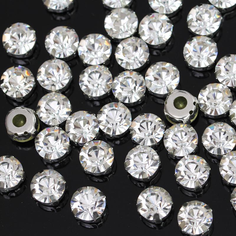 Сшитый вручную одинарный коготь со стразами коготь с бриллиантами, золотым и серебряным дном, стеклянный кристалл, сшитый вручную бриллиант, аксессуары для одежды, багажа