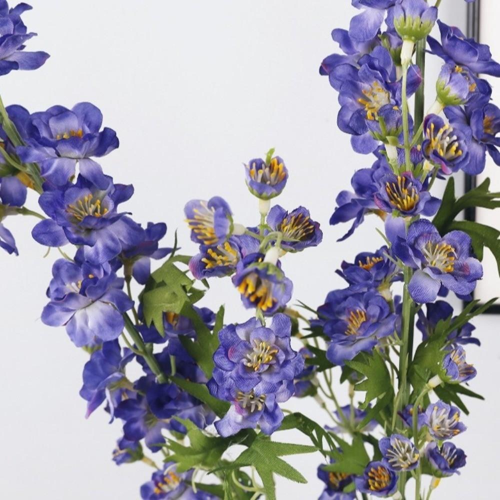Handmade Simulation Big Violet Green Leaves Faux Hyacinth Flower Branch Valentine's Day
