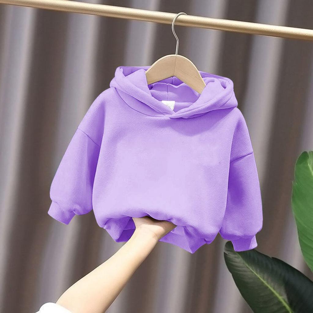 Children's Boys' Fashion Solid Color Pullover Casual Round Neck Hoodie