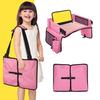 Kids Travel Tray for Car Seat Airplane Toddler Foldable Lap Tray with Water Bottle Holder Mesh Bag for Travel Activities Road Trip