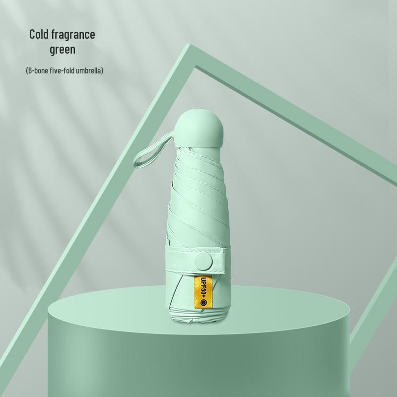 Компактный складной зонт с защитой от УФ-лучей и черной подкладкой