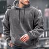 Мужская толстовка с капюшоном на осень-зиму, однотонная, с длинными рукавами, из толстого плюша, с капюшоном, свободная, повседневная одежда, повседневный спортивный топ