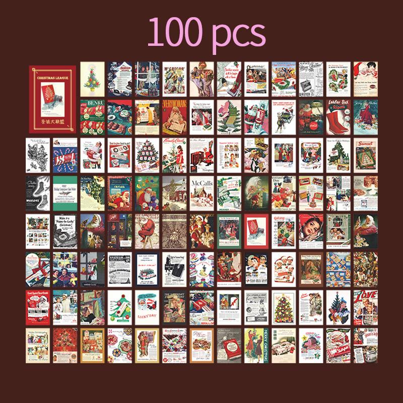 100 шт. Рождественская тематика Бумажный материал Книга Мини Декоративный Дневник Альбом Аксессуары для Скрапбукинга Принадлежности для Junk Journal