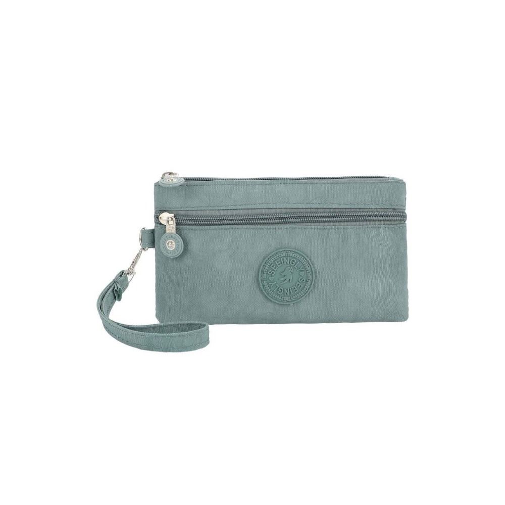 With Lanyard Double Layer Wallet Nylon Simple Money Handbag Fashion Zipper Coin Purse Travel