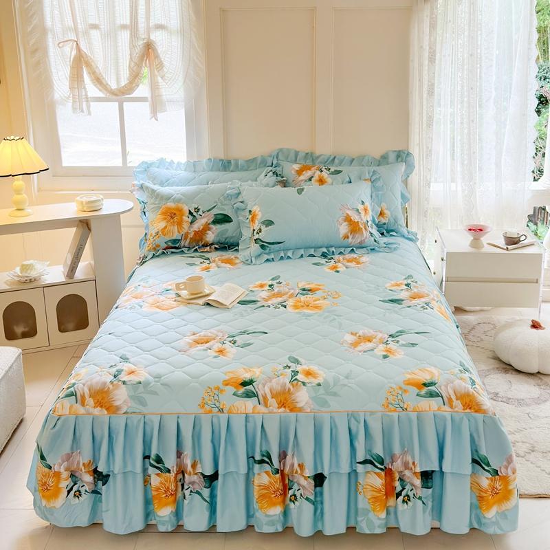 1 шт. Утолщенная Подзорная юбка для кровати в цветочном стиле Постельное белье Двухслойное кружевное покрывало для кровати Домашнее покрывало faldones de cama (Нет наволочки)