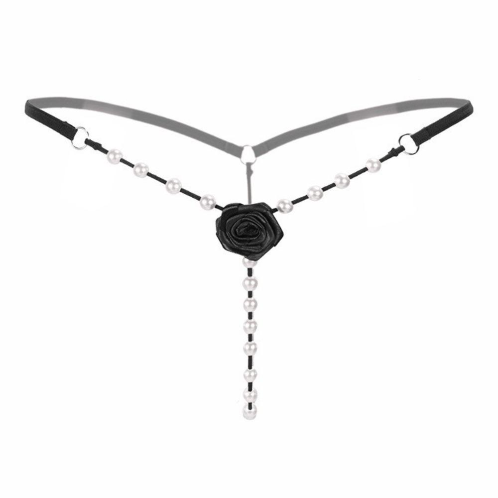 Hollow-out Women's Thong Low-waist Sexy Briefs Exotic Pearl Underwear Gift
