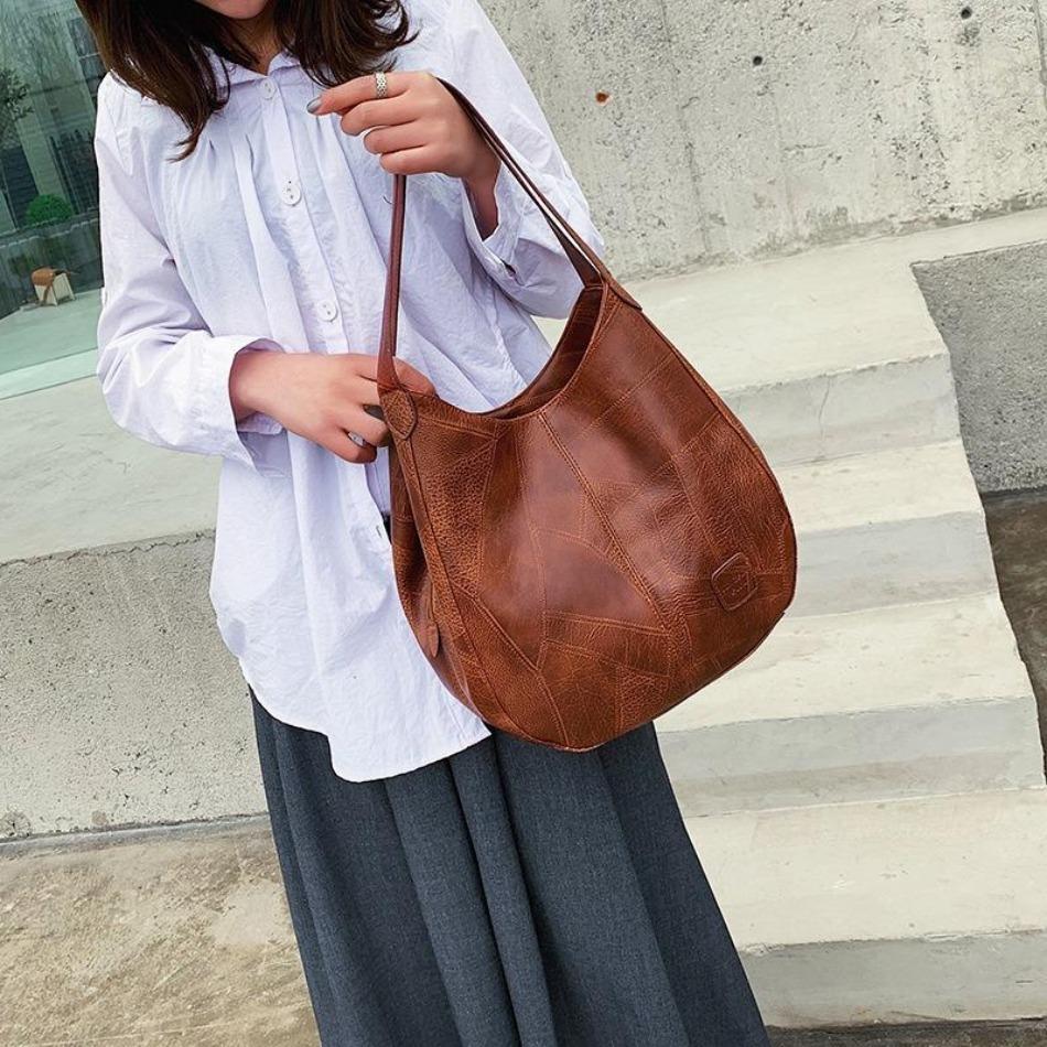 1 шт. Сумка через плечо Дизайнерская большая сумка-тоут Современная мода Ретро Женская Большая Женская Сумка Винтажная Роскошная Кожаная