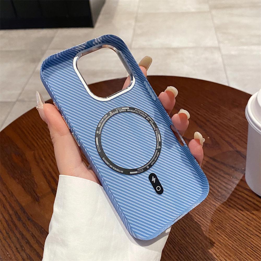 Текстура углеродного волокна Магнитный чехол Magsafe для iPhone 16 Pro Max 16 Plus Беспроводная зарядка Кнопка управления камерой Жесткий чехол