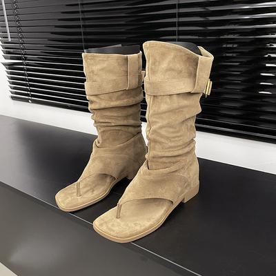 Два вида носков с рисунком «елочка» со складками, крутые ботинки с пряжкой на поясе, новые ковбойские сапоги в стиле вестерн, брюки для девушек со специями, ботинки, сандалии, женские летние