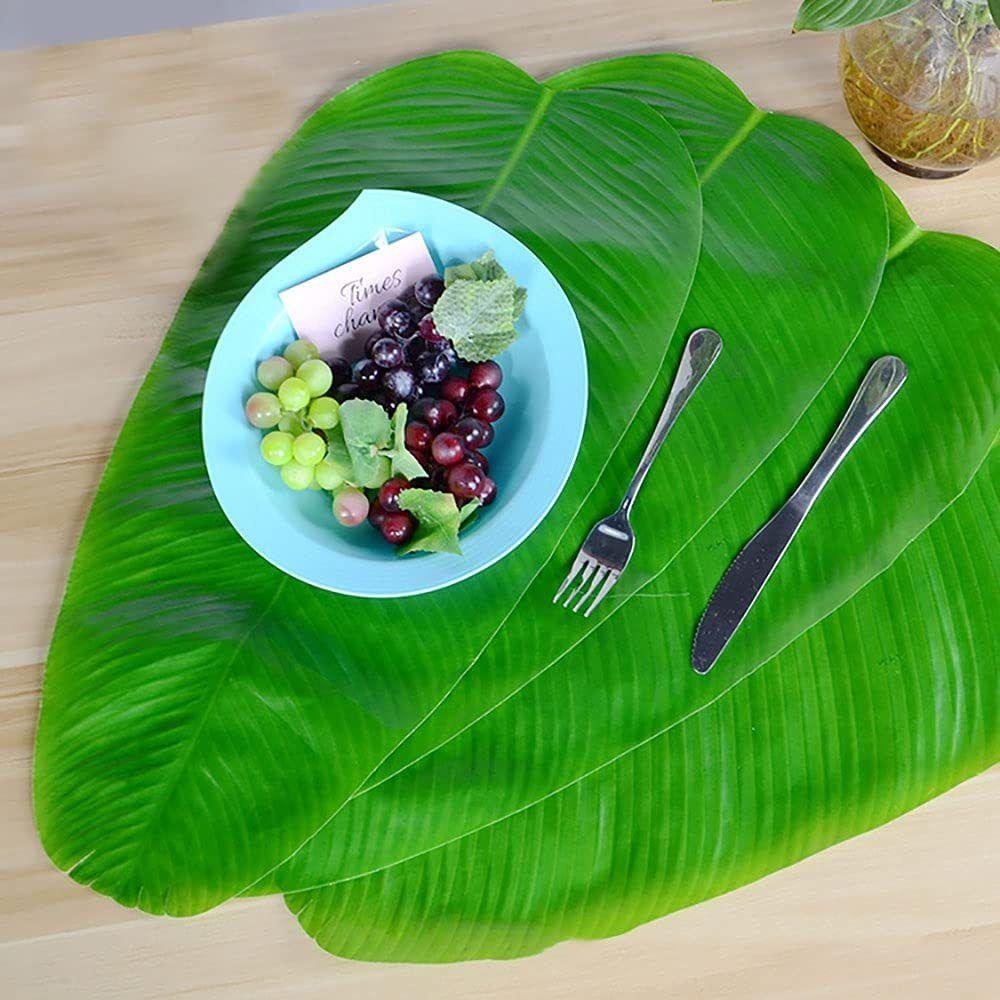 1Pcs Simulation Artificial Banana Leaf Heat Resistant Kitchen Placemats  Party Wedding Decoration