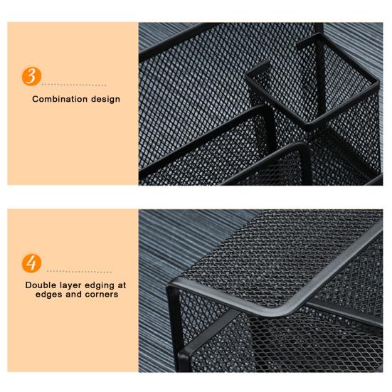 3-Tier Desktop Stacking File Holder Black Metal Mesh Mail Organizer Letter Holder Reinforced Design Space-Saving File Storage Rack for Desk Kitchen