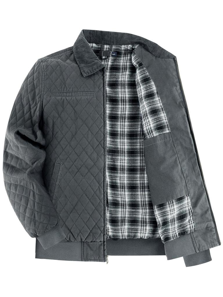 Мужская стеганая куртка из хлопкового холста, американского размера, утепленная теплой фланелью