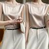 Women Summer Vest Round Neck Sleeveless Smooth Satin Vest Regular Fit Tank Tops Casual Camisole Clubs Daily Wear