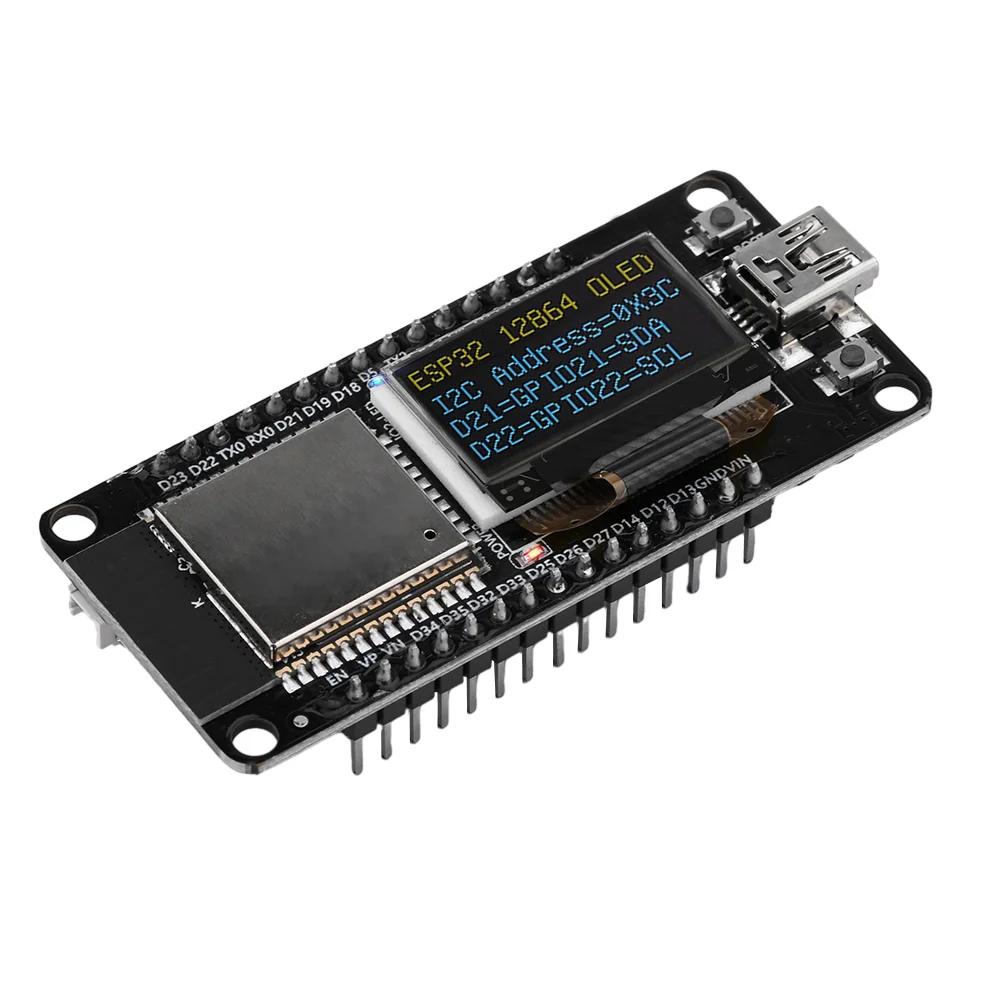 ESP32 ESP-32D WIFI Плата разработки Модуль CH340C С 0,96-дюймовым OLED-экраном Желто-синий Дисплей 30-контактный