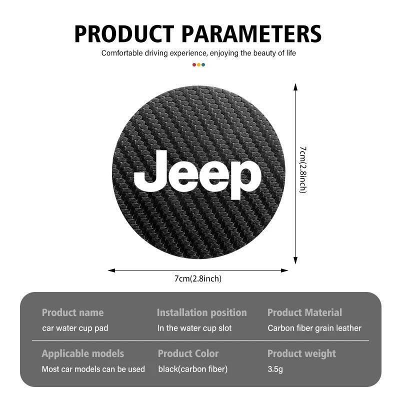 CZY2 2PCS Car Cup Slot Non-Slip Mat Auto Accessories For Jeep Grand Cherokee Wrangler JK Gladiator Compass Renegade Patriot Liberty