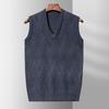 Autumn Men's Heart-collar Sleeveless Sweater Vest Middle-aged and Elderly Thick Jacquard Sweater Men's Knitted Vest