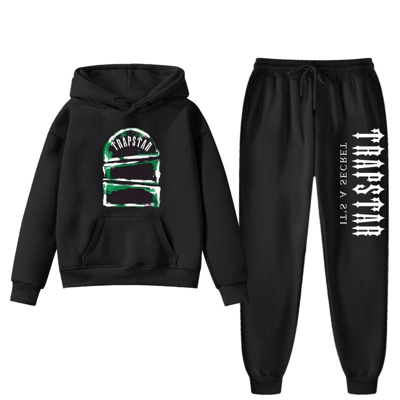 Trapstar Print Hoodie Pants Set Men Women Casual Streetwear Winter