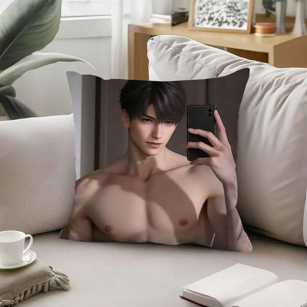 Otome Game Character Pillow Covers Handsome Male Print Polyester Pillowcases for Bedroom Living Room Anime Game Themed Home De