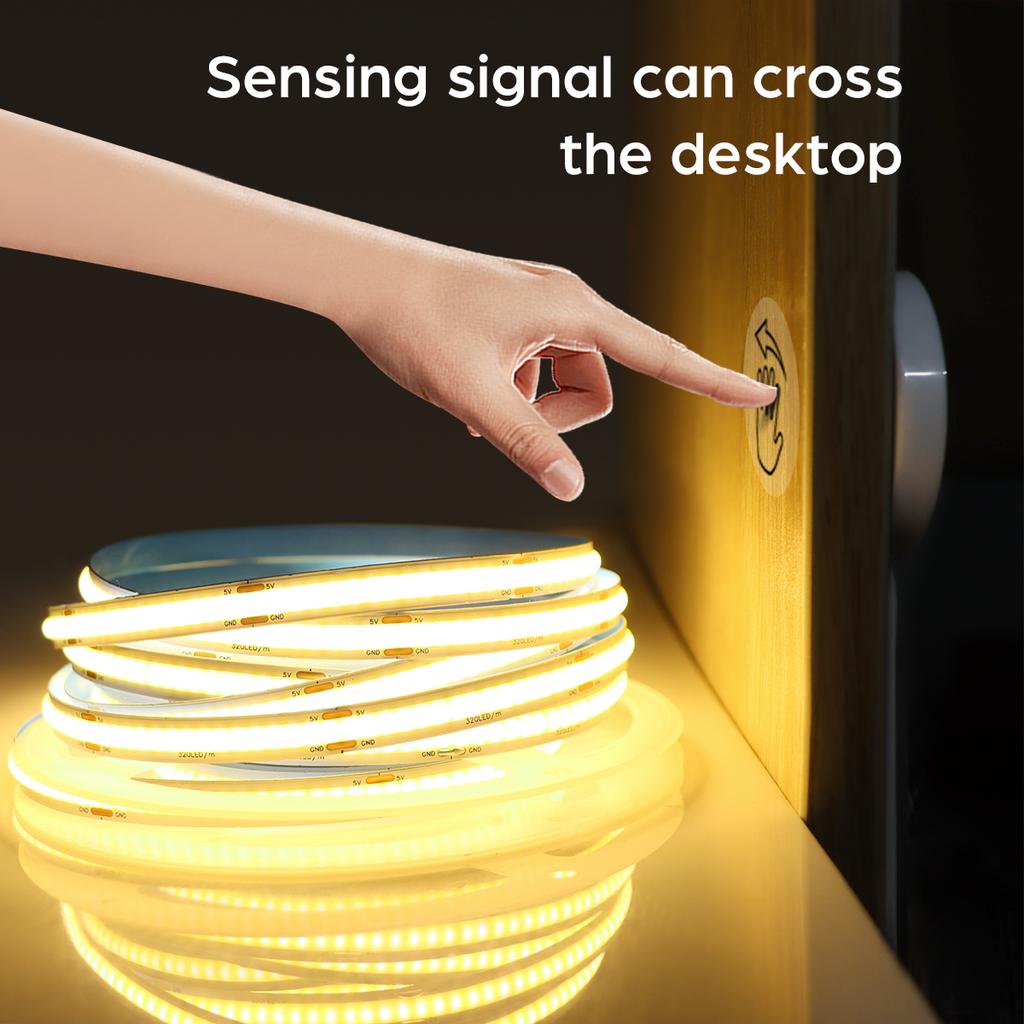 Диммируемая USB 5V COB светодиодная лента с проникаемой деревянной панелью 25мм беспроводной сенсорный выключатель для шкафа, гардероба, ночника