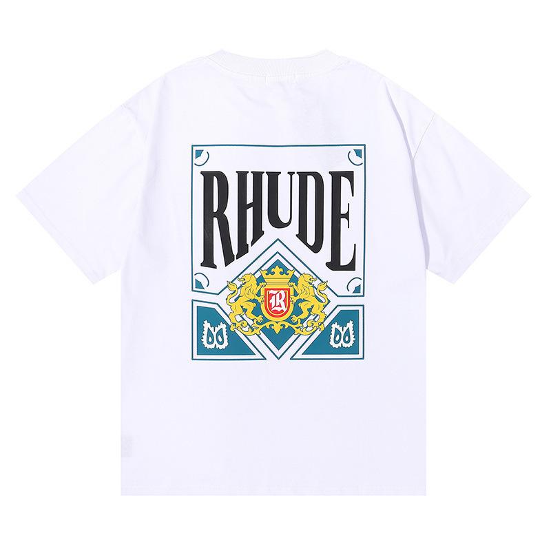 Cross-border European and American trendy brand RHUDE micro-standard poker card printing short-sleeved t-shirt for men and women couples high street 