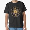 Dark Geometric Sunflower Classic T Shirt Vintage Streetwear Unisex Fashion Casual Homme Slightly Soft Stretched