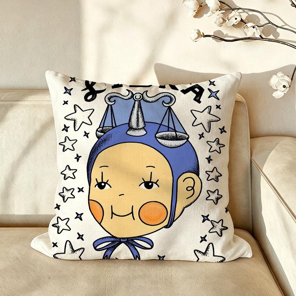 Art ZZodiac IIllustration Cushion Cover Pillow Case Antidustmite Pillowcase Silky Short Plush Sofa Cushion Cover hot