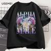 Alpha Male Unicorn Cat TShirt Unisex Ironic 90s Vintage Funny Rainbow Meme Tee Shirt Weird Cat T Shirt Casual Cotton Clothes