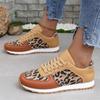 Women's Plus Size Sports Shoes Thick Sole Leopard Print Casual Single Shoes Low Cut Front Lace Up Sneaker Shoes 36-43