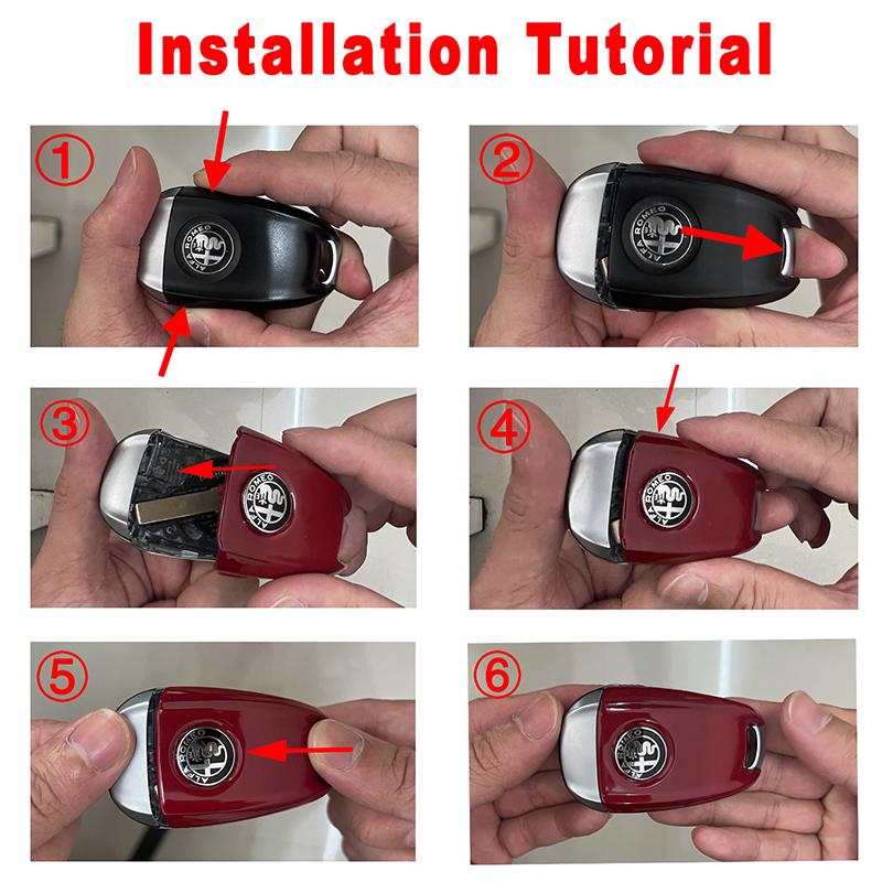 SYENG1 Car Key Cover Replacement Key Case for Alfa Romeo Giulia Stelvio Tonale Carbon Fiber Style